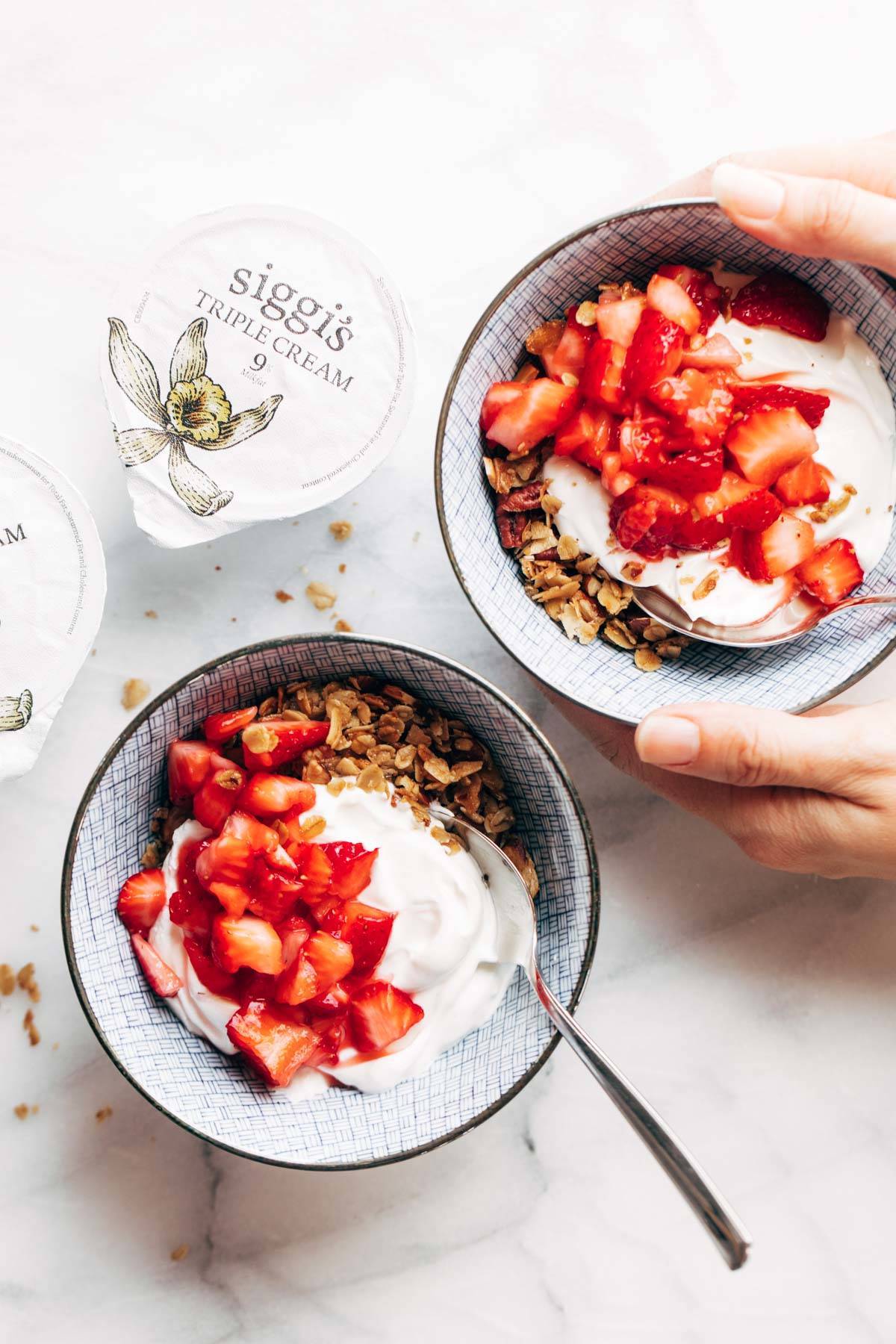 Strawberry Shortcake Yogurt Bowls with siggi's yogurt.