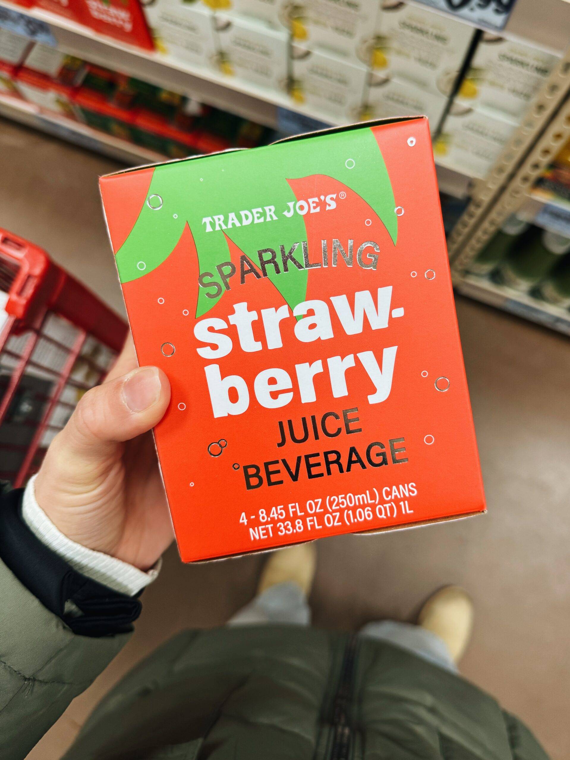 Sparkling strawberry juice in a package.