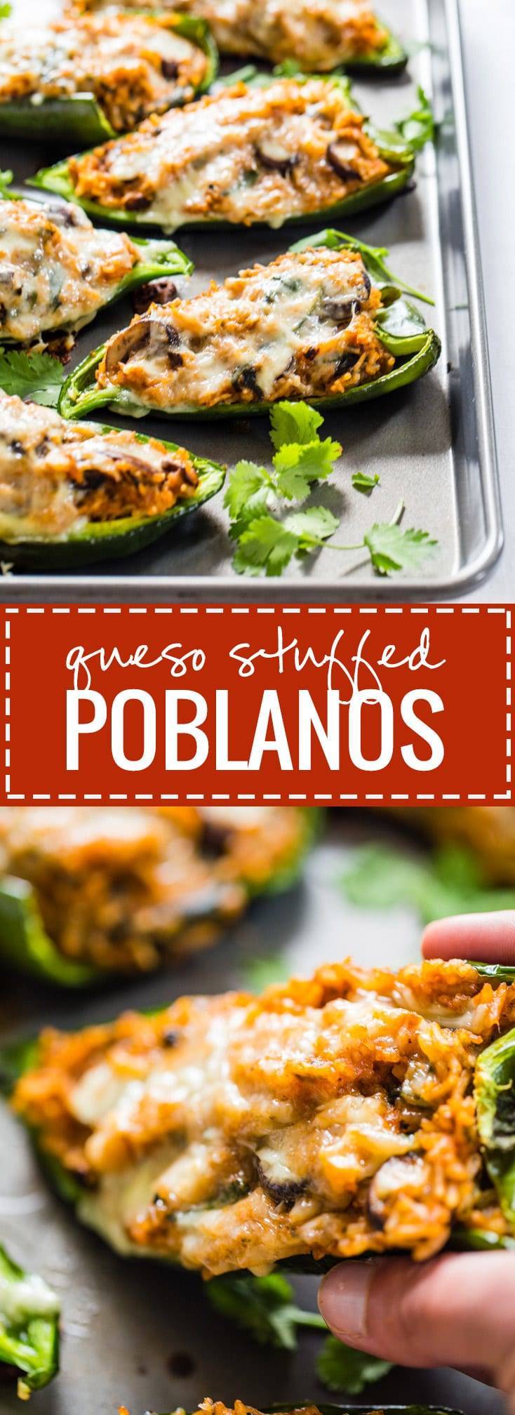Queso Stuffed Poblanos recipe - adaptable to whatever veggies or protein you have on hand. Easy vegetarian YUMS! pinchofyum.com
