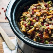 Slow Cooker Pear and Sausage Stuffing