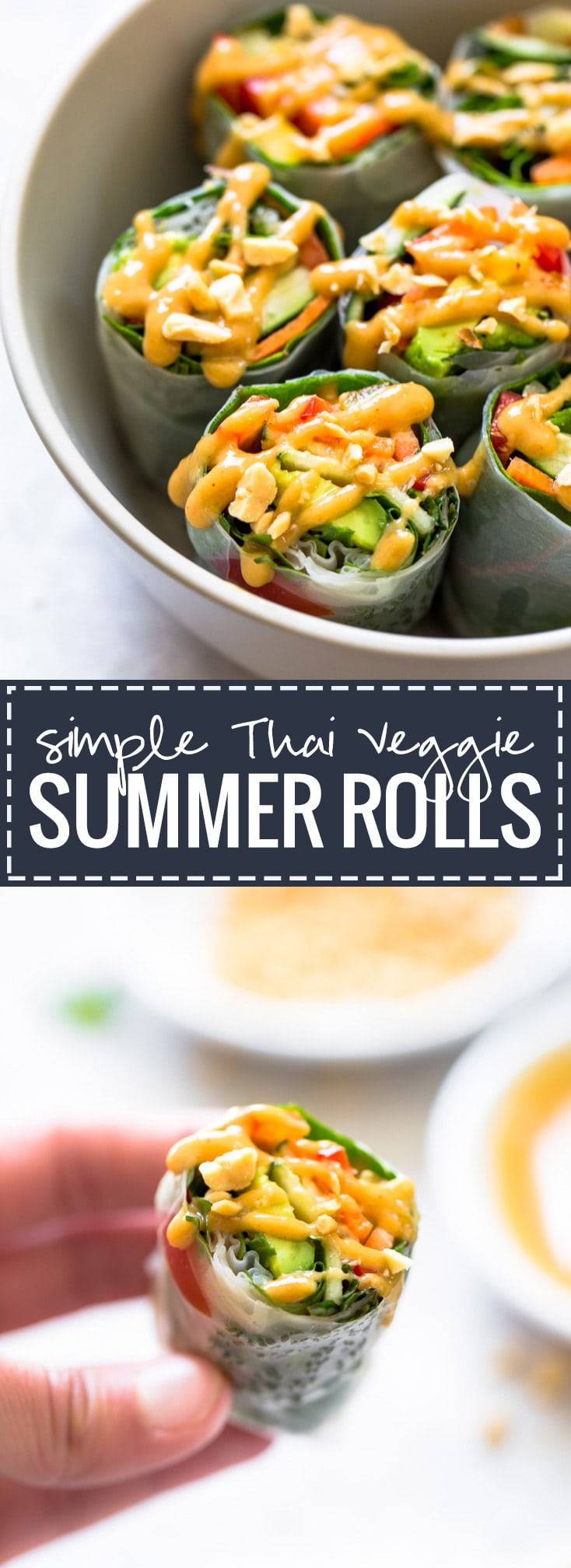 Thai Summer Rolls with Peanut Sauce - a SUPER yummy, healthy, and portable lunch idea! Also: THAT SAUCE. ♡ Vegan. | pinchofyum.com