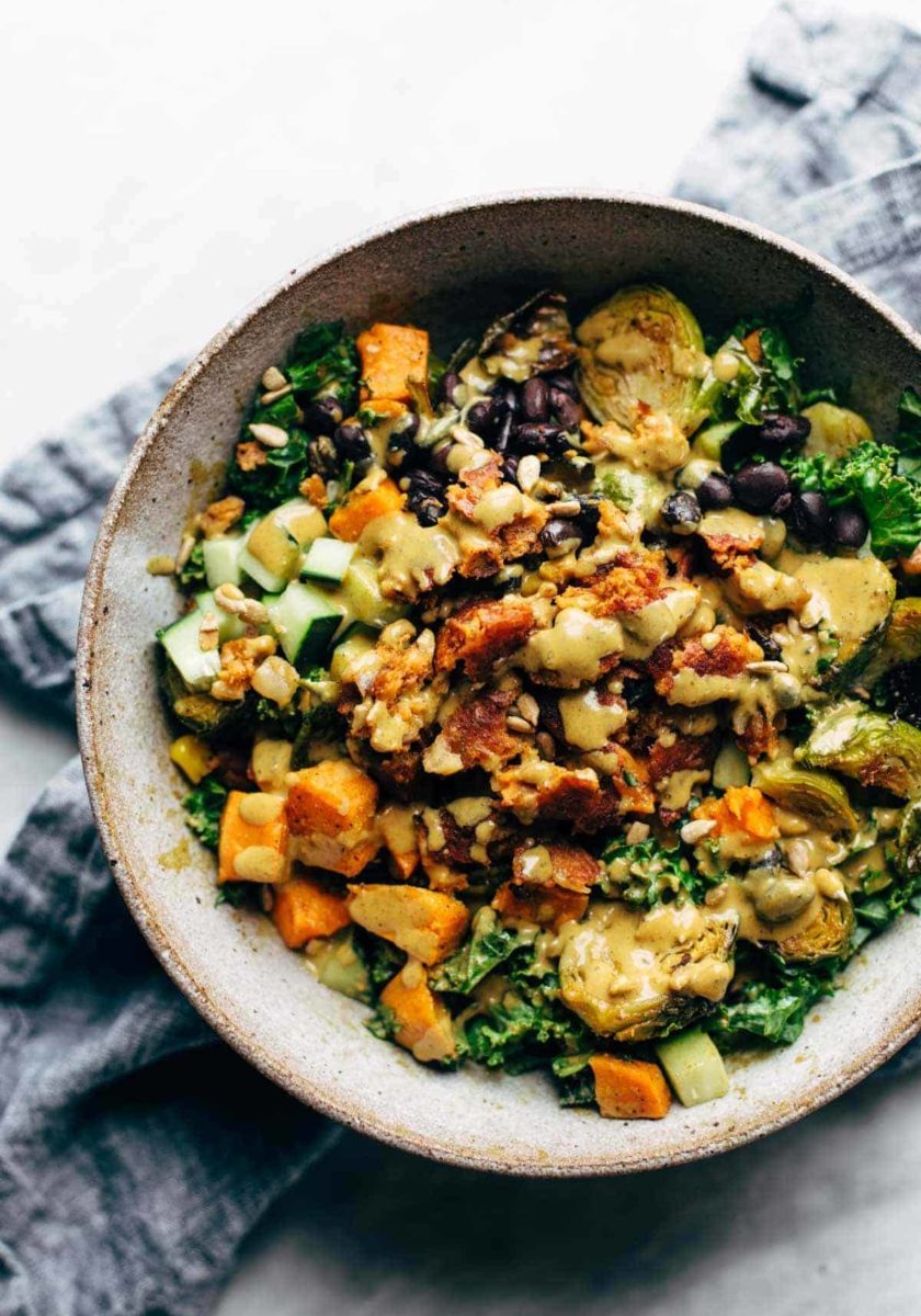 Kitchen Sink Sunflower Salad in a bow.