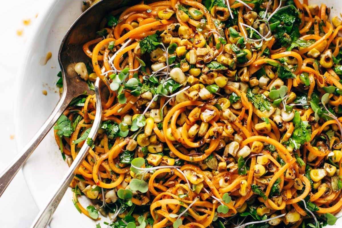 Sweet Potato Noodle Salad | pinchofyum.com