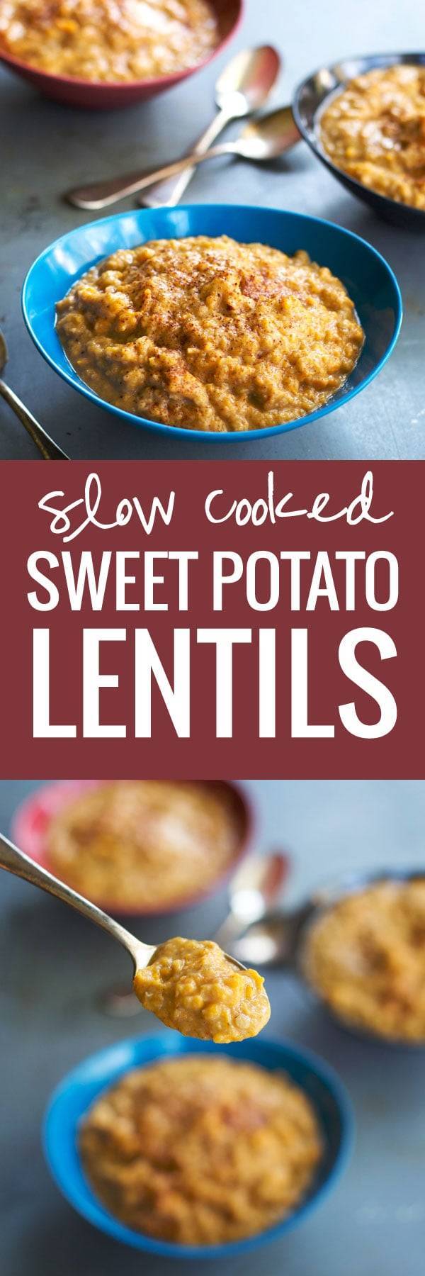 Crockpot sweet potato lentils - a healthy and warm superfood with creamy coconut milk | pinchofyum.com