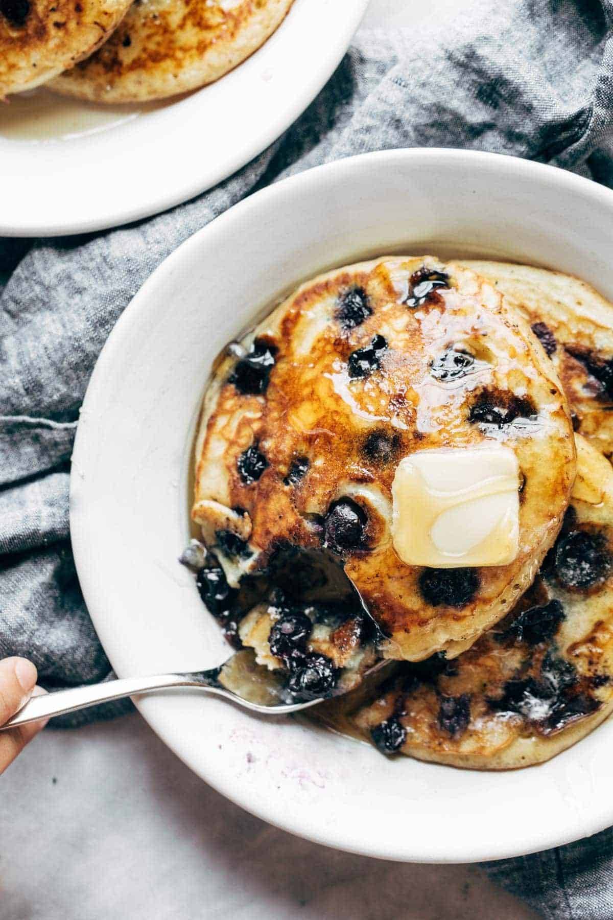 Fluffiest Blueberry Pancakes Recipe - Pinch of Yum