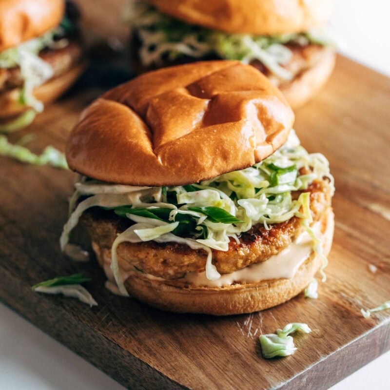 A picture of Chicken Teriyaki Burgers with Sesame Slaw