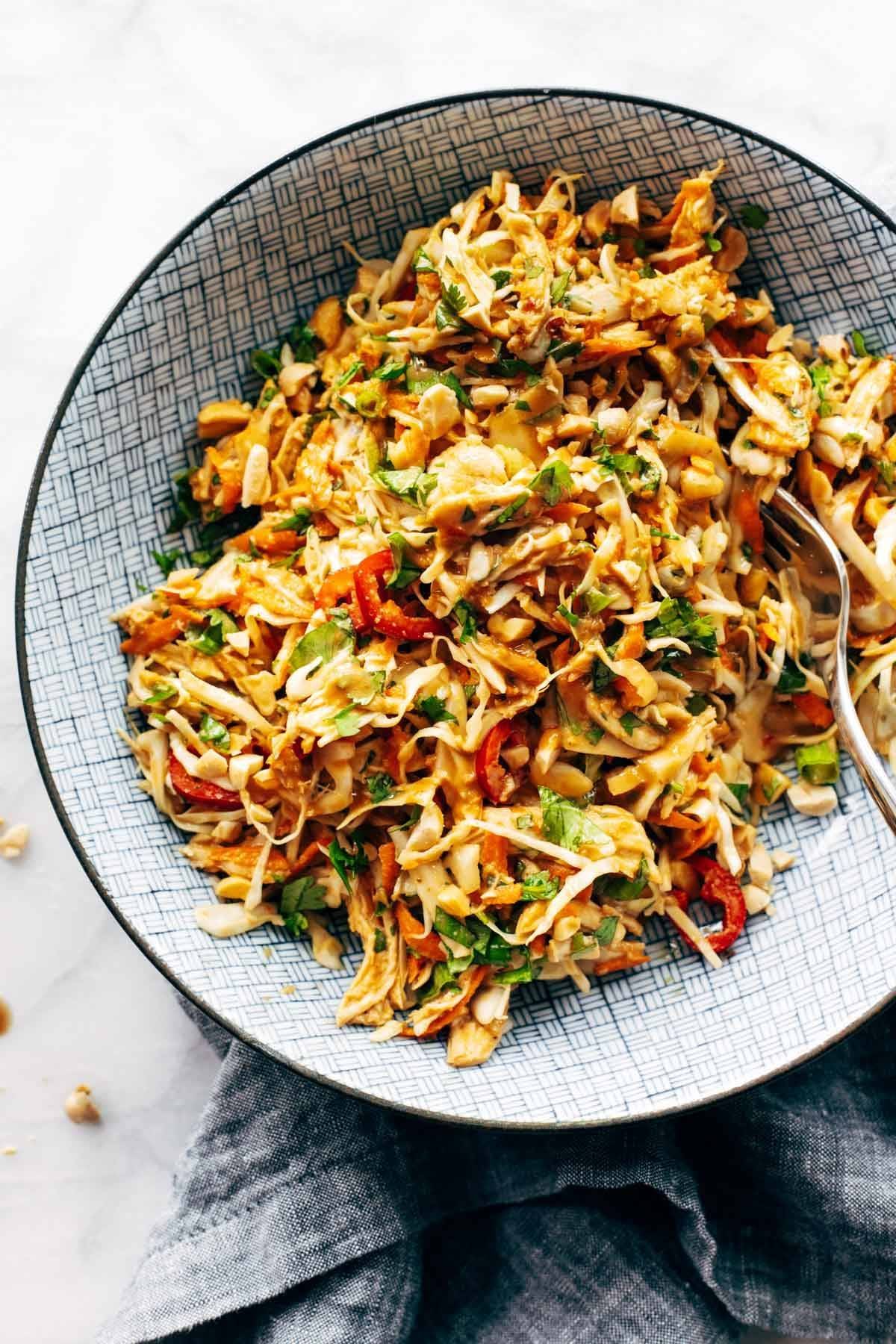 Asian Chicken Mason Jar Salad with Peanut Dressing