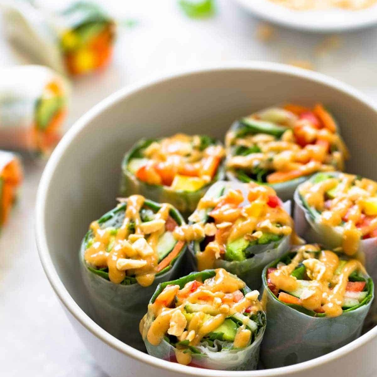 Thai Summer Rolls with Peanut Sauce Recipe Pinch of Yum