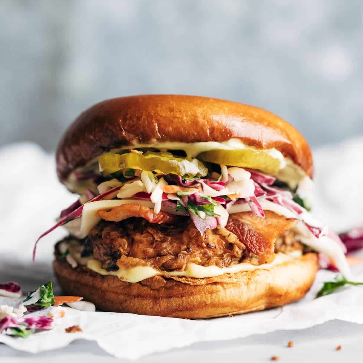 Summertime Fried Chicken Sandwiches with Tangy Slaw Recipe - Pinch of Yum