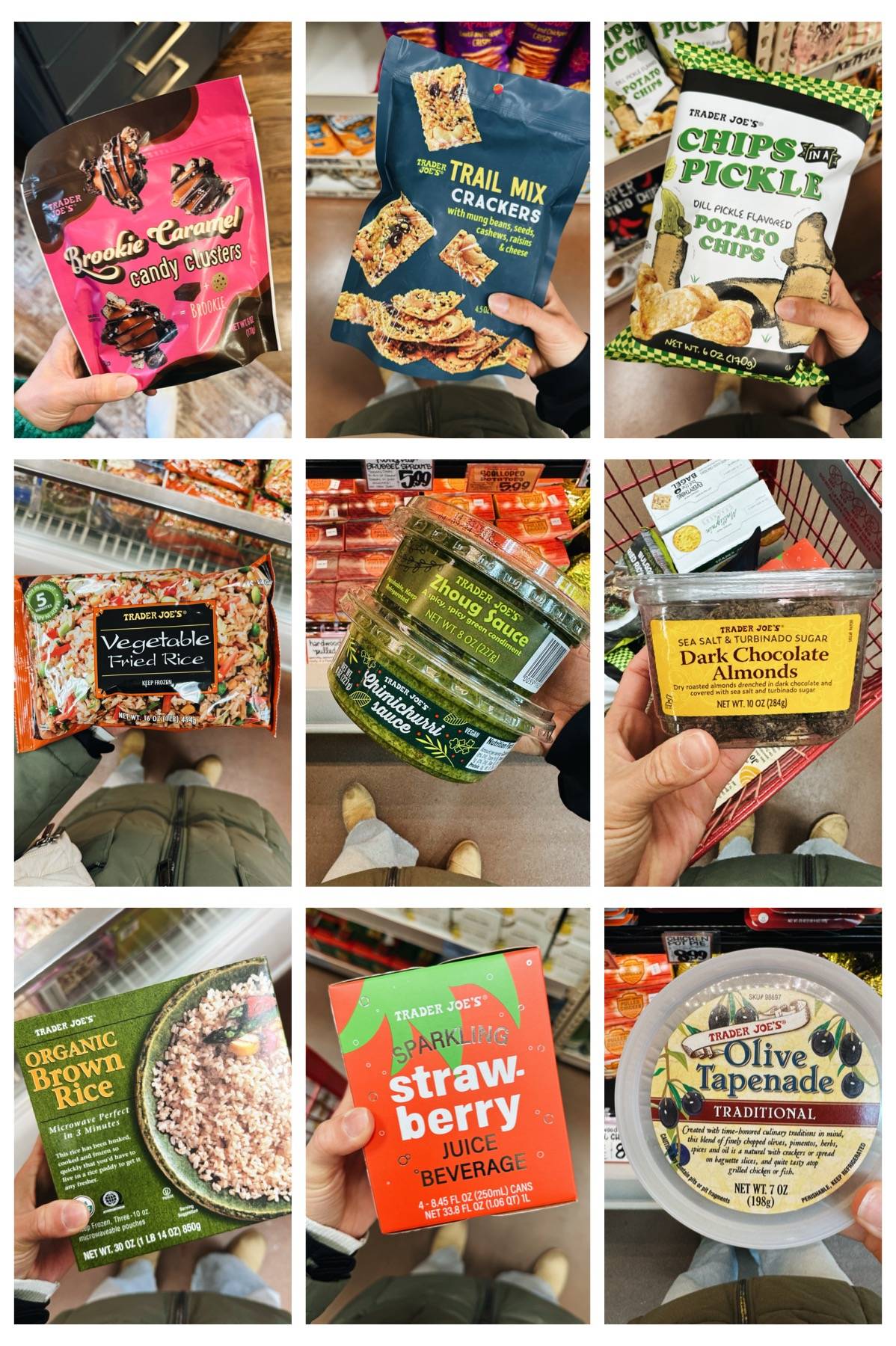 Trader Joe's products in a grid of images.