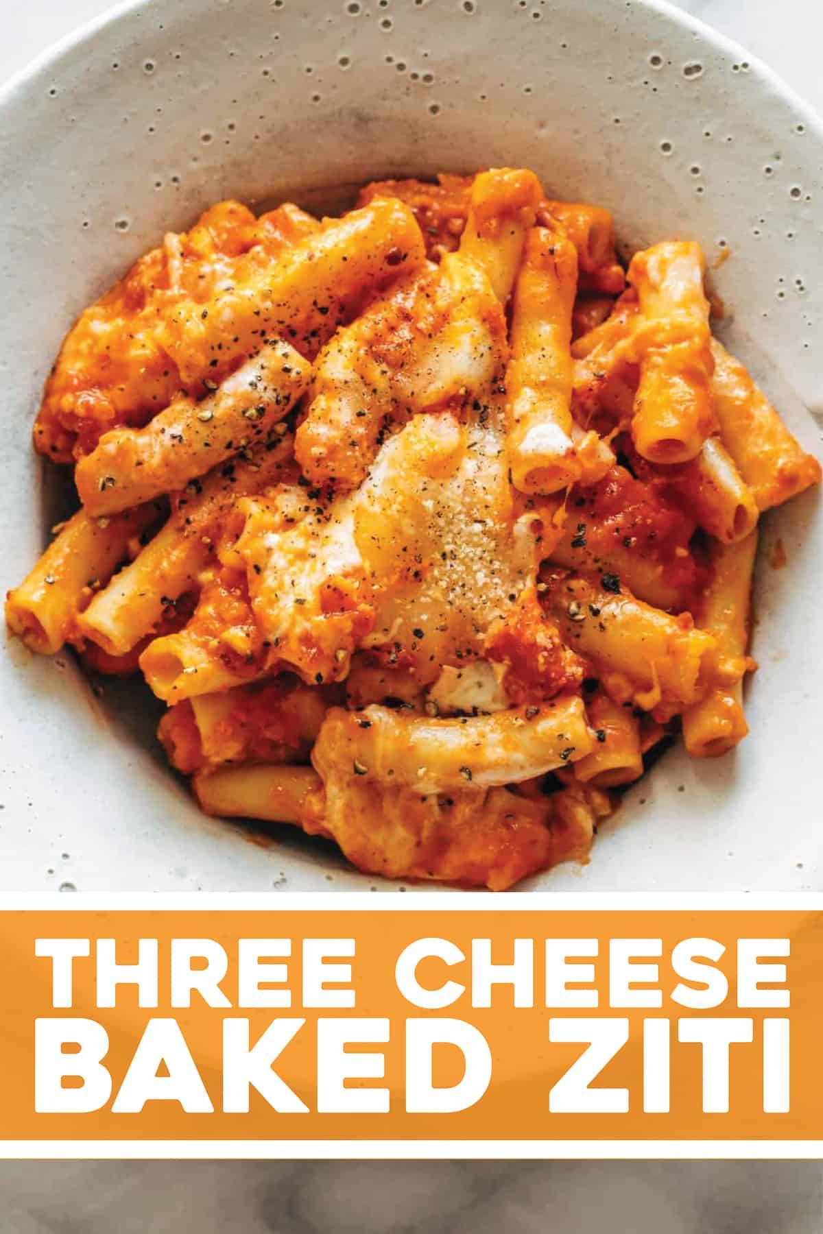 Three Cheese Baked Ziti Recipe Pinch of Yum