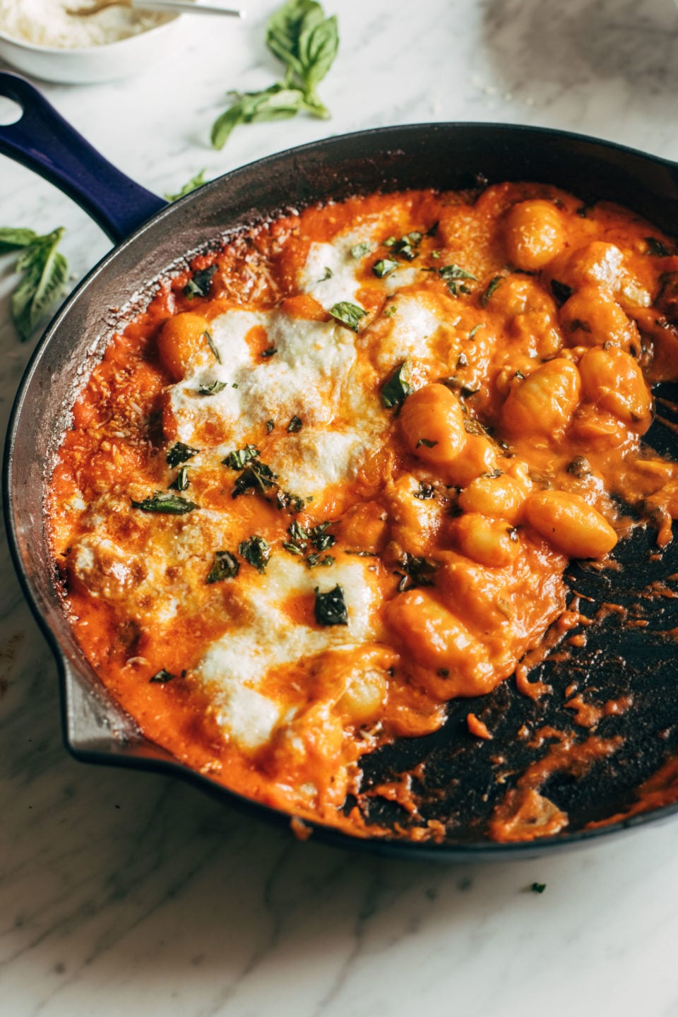 Three Cheese Baked Gnocchi with Spinach Recipe Pinch of Yum