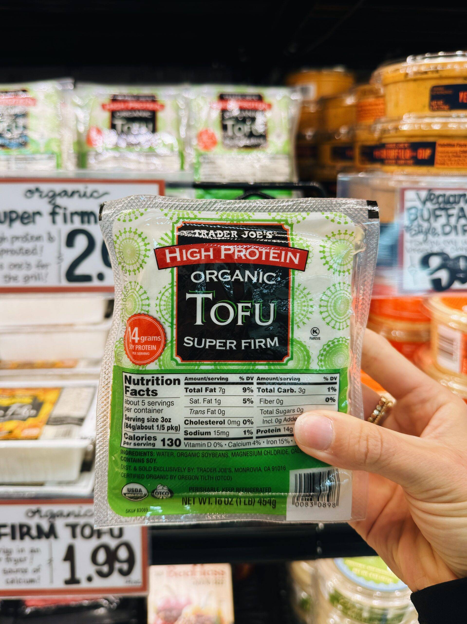 Package of high protein organic super firm tofu.