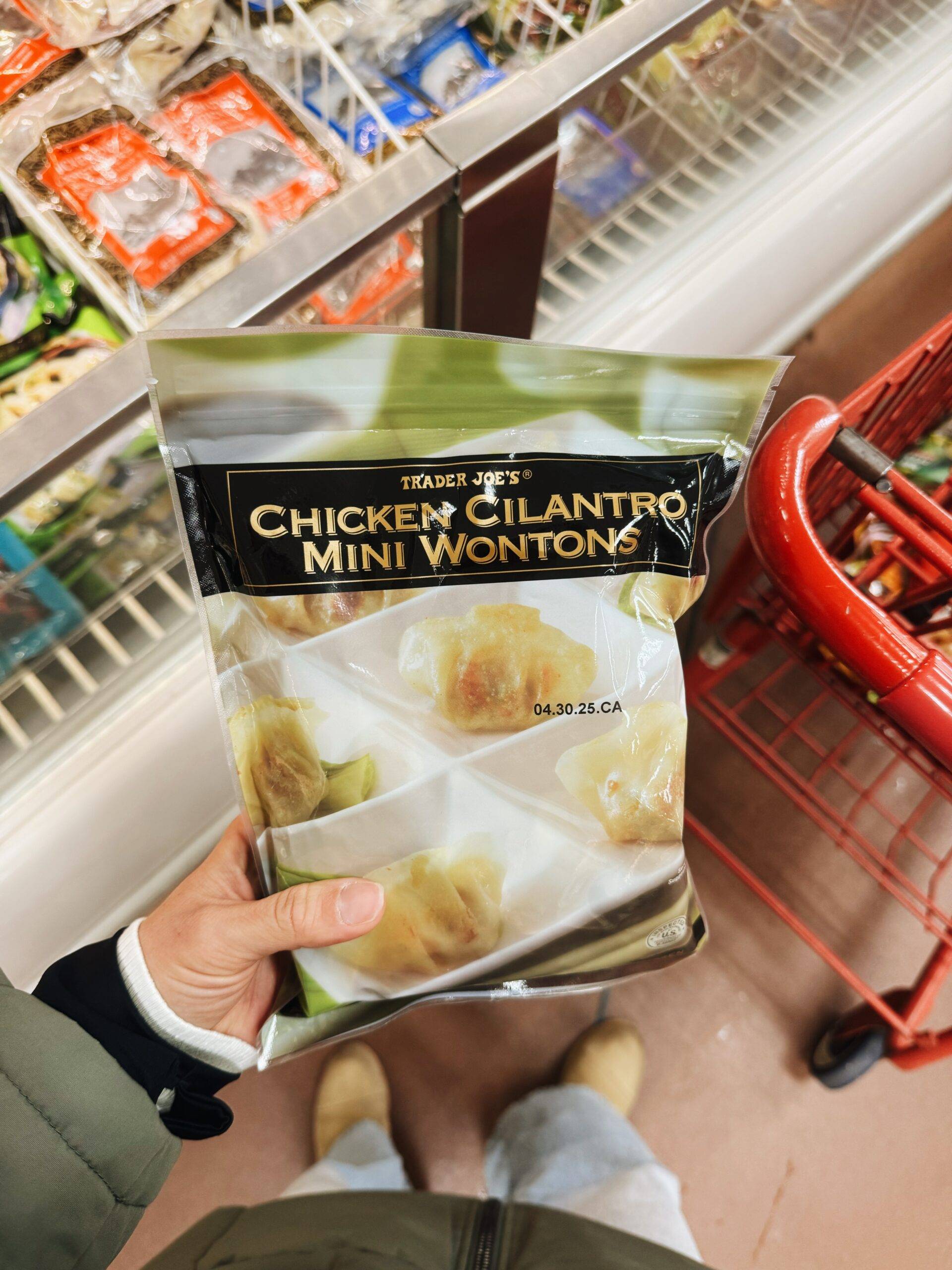 Chicken cilantro mini wontons in a bag.