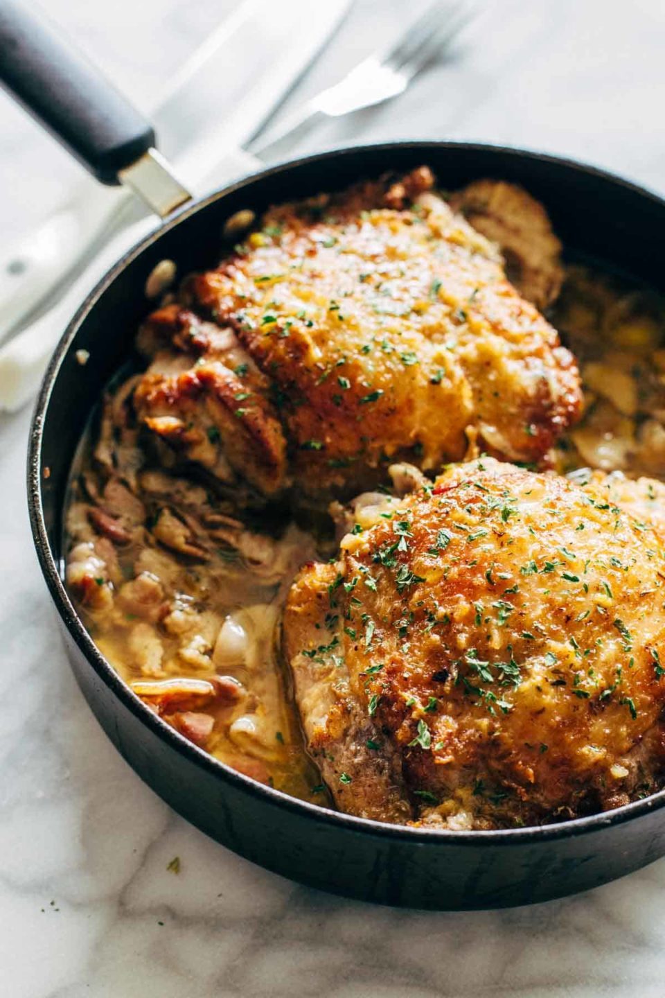 Skillet Turkey with Bacon and White Wine