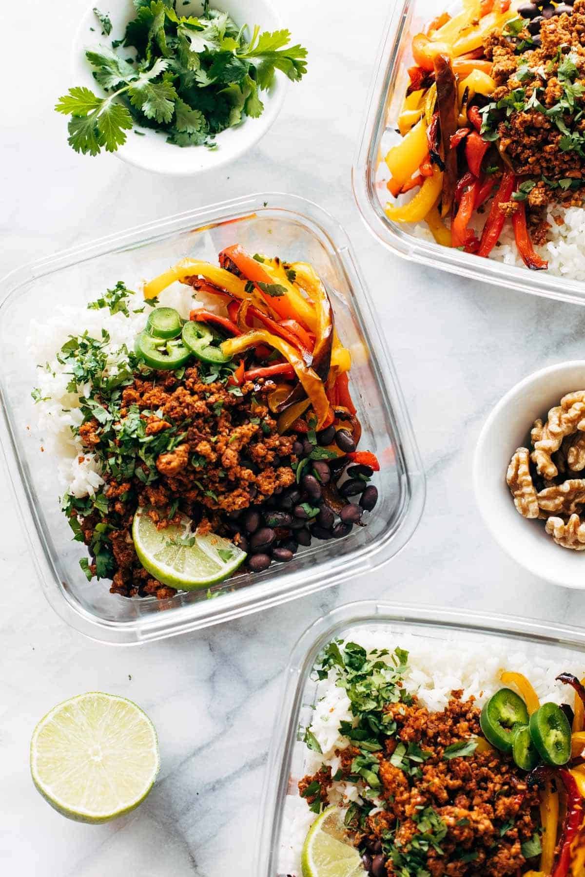 Easy Tofu Burrito Bowl Meal Prep