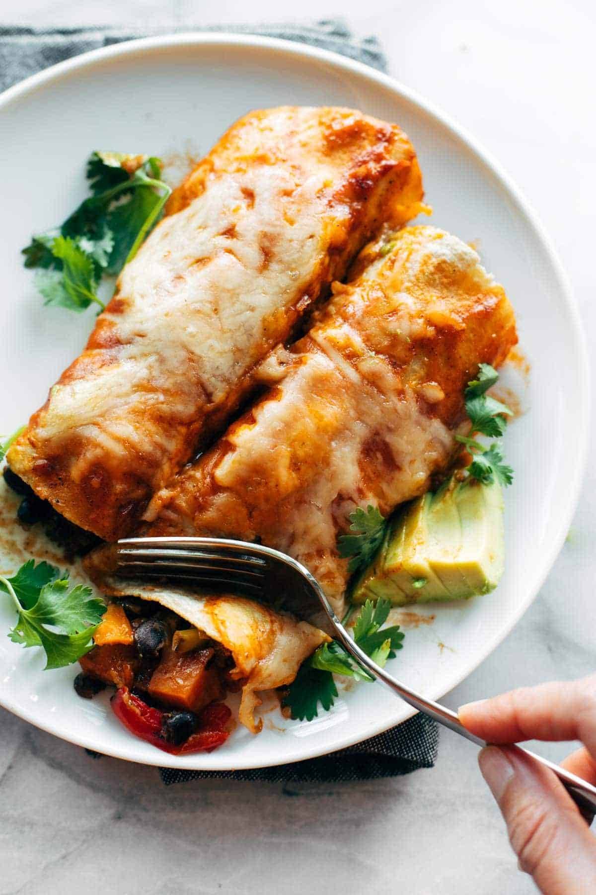 Easy Veggie Enchiladas Recipe - Pinch of Yum