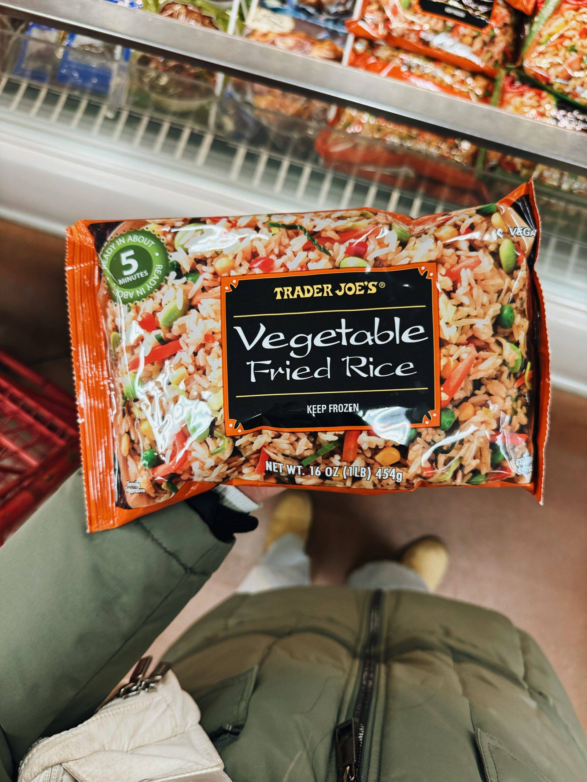 Vegetable fried rice in a bag.