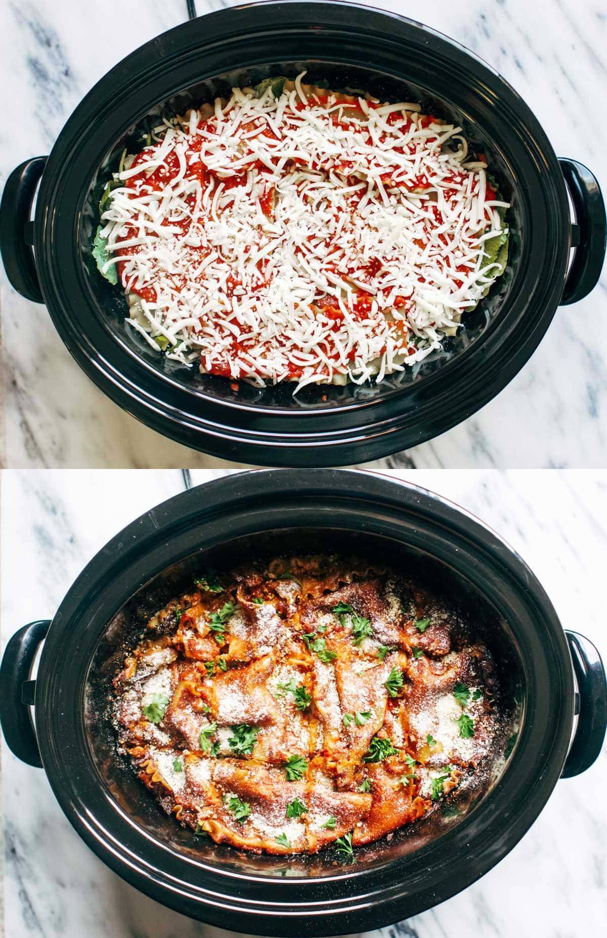 12 SUPER easy recipes you can make in a slow cooker, from vegetarian lasagna to whole roast chicken and roast pot! SO YUM! | pinchofyum.com