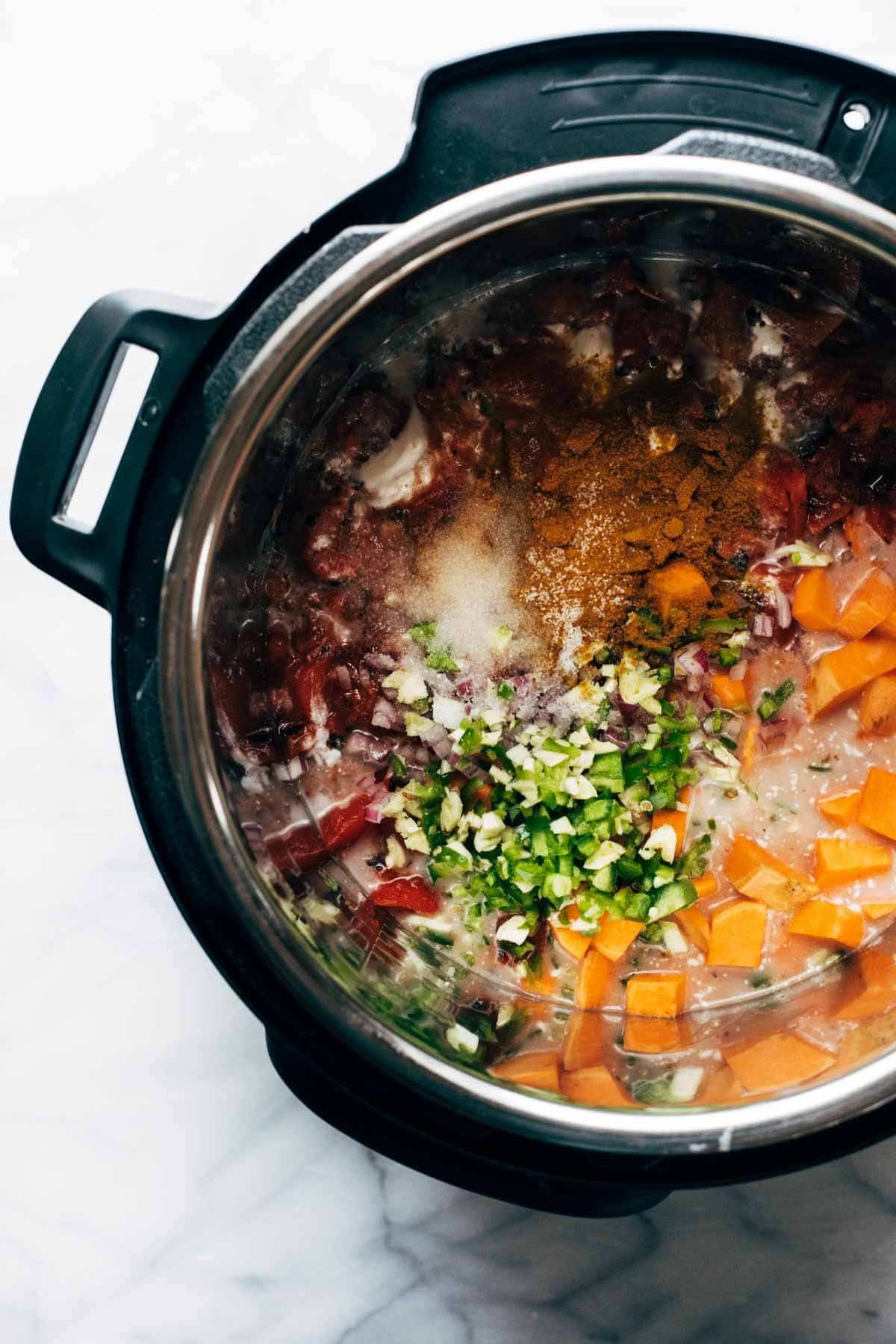 Spicy Peanut Soup with Sweet Potato + Kale Recipe - Pinch of Yum