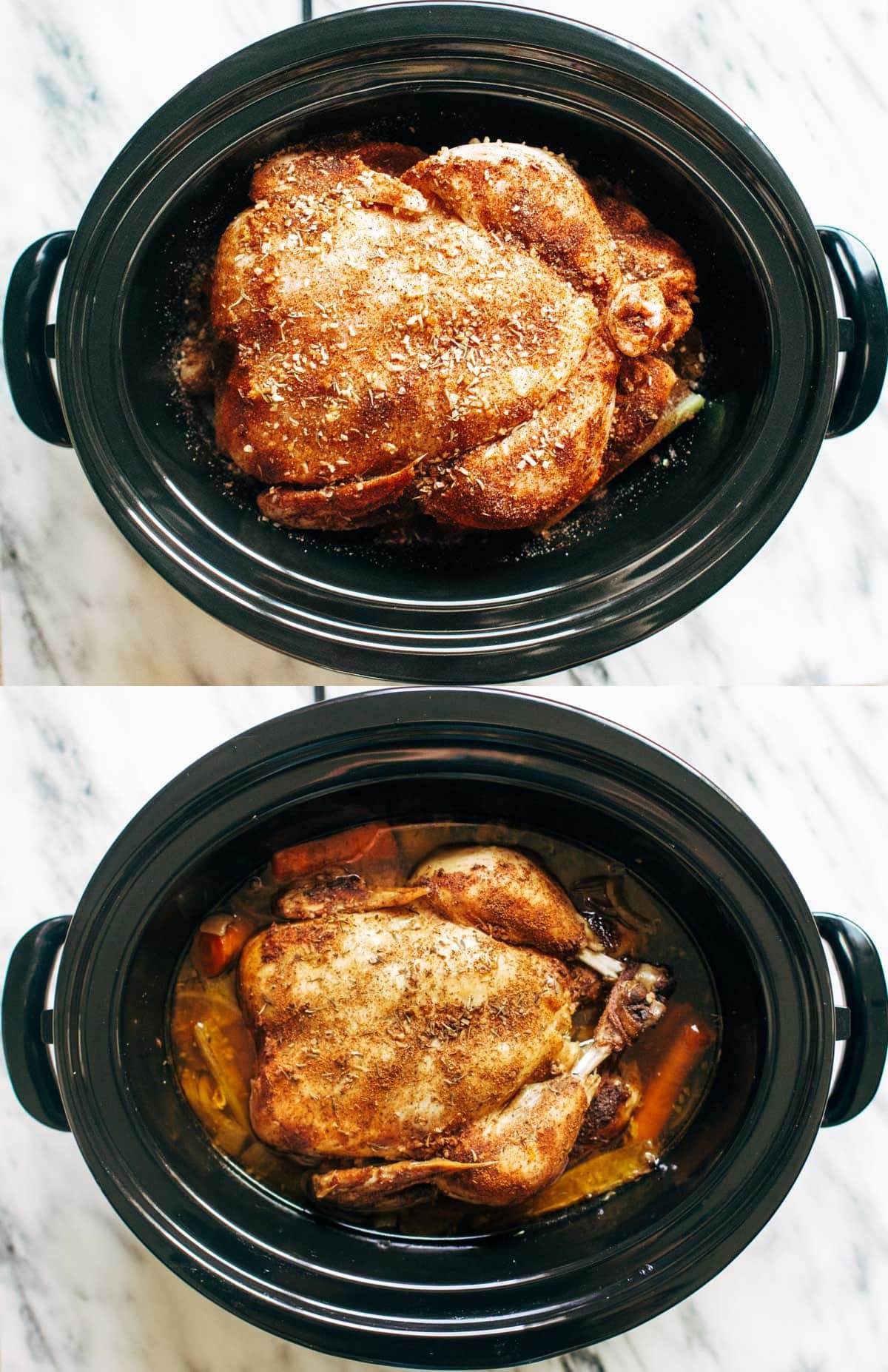 12 SUPER easy recipes you can make in a slow cooker, from vegetarian lasagna to a whole roast chicken and roasted in a pot! SO YUM! | pinchofyum.com