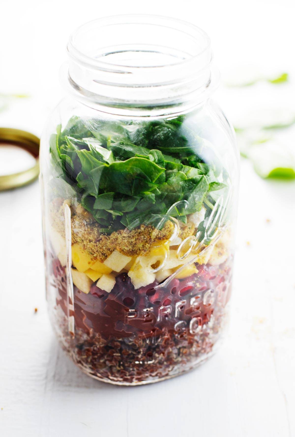 Rainbow Quinoa Salad in a jar.
