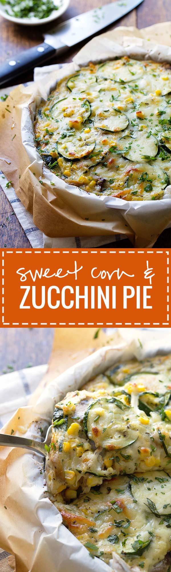 This crustless Sweet Corn and Zucchini Pie is so incredibly simple to make and it's the perfect way to enjoy summer produce! 275 calories.