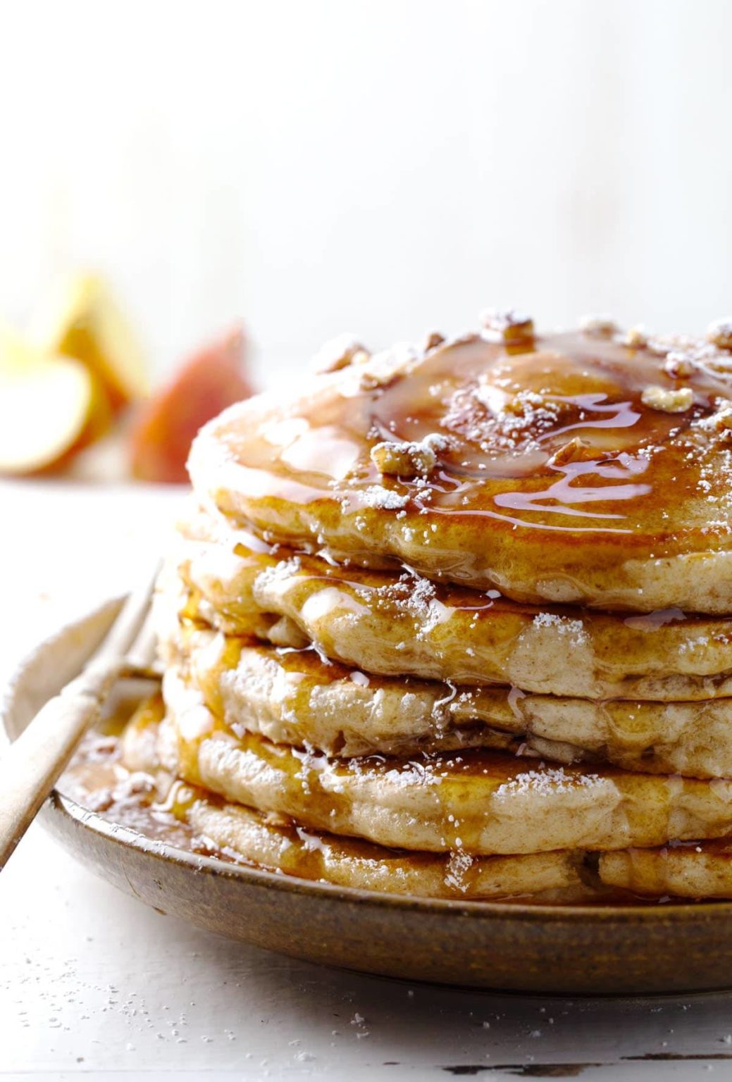 Old Fashioned Whole Wheat Apple Pancakes Recipe - Pinch of Yum