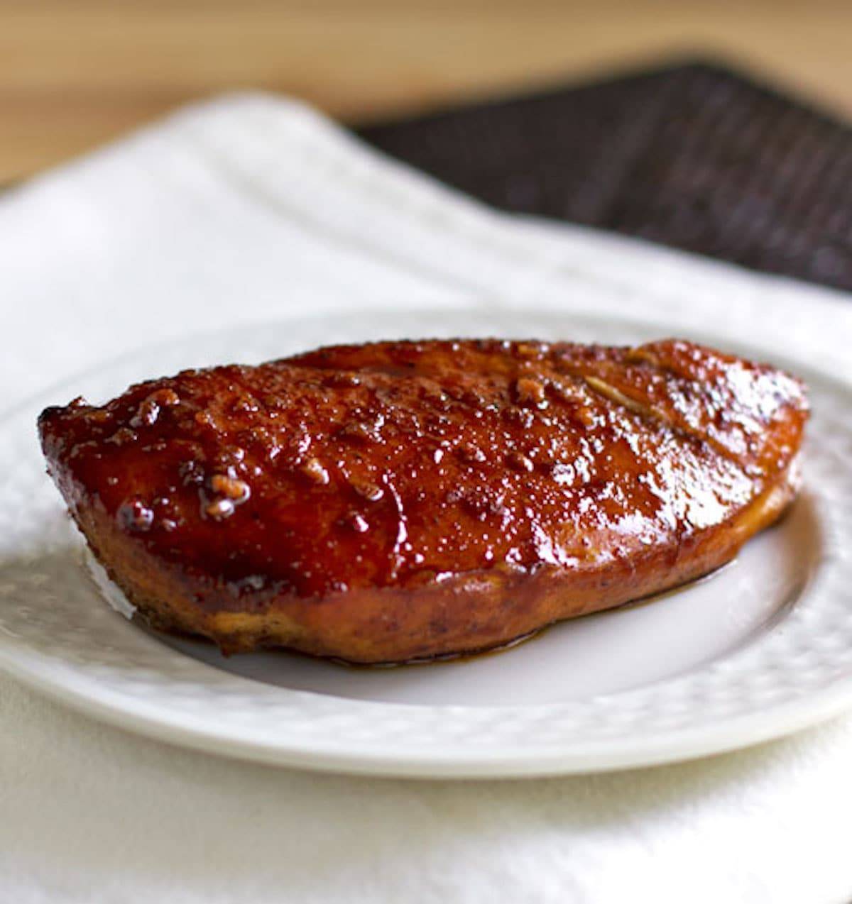 Asian chicken on a plate.