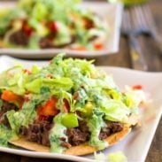 A picture of Healthy Black Bean Tostadas with Cilantro Sauce