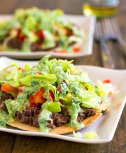 Healthy Black Bean Tostadas with Cilantro Sauce Recipe - Pinch of Yum