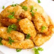 A picture of Parmesan Chicken Fingers with Garlic Cheese Sauce