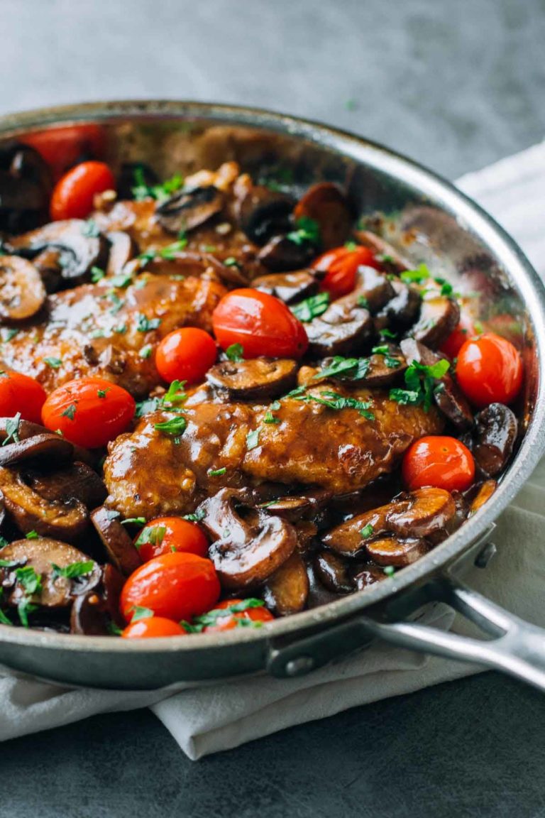 Drunken Chicken Marsala with Tomatoes Recipe Pinch of Yum