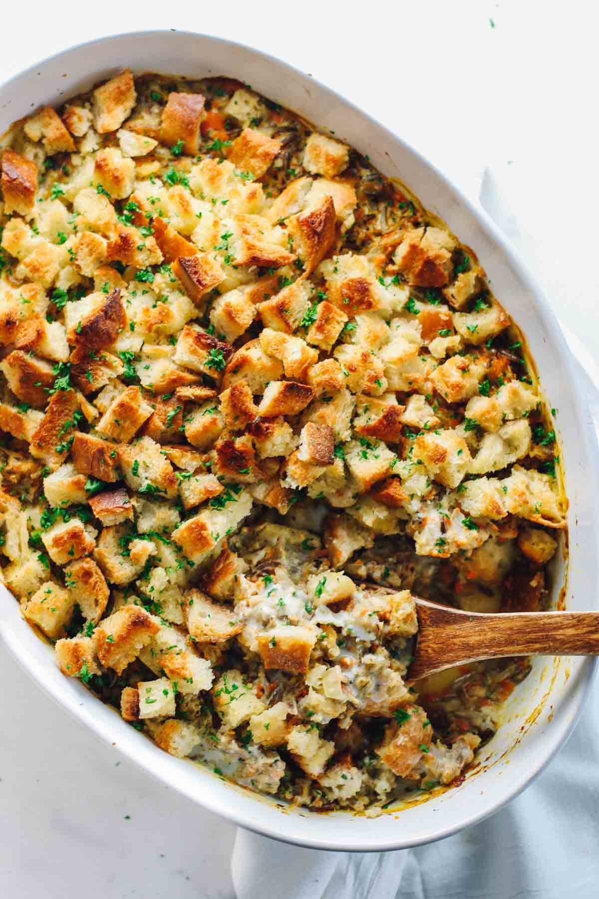 Chicken Wild Rice Casserole in a baking dish.