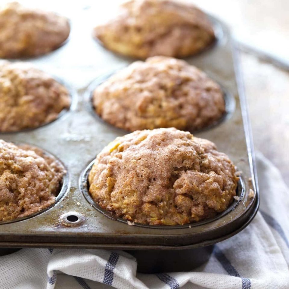Healthy Cinnamon Sugar Apple Muffins Recipe Pinch of Yum