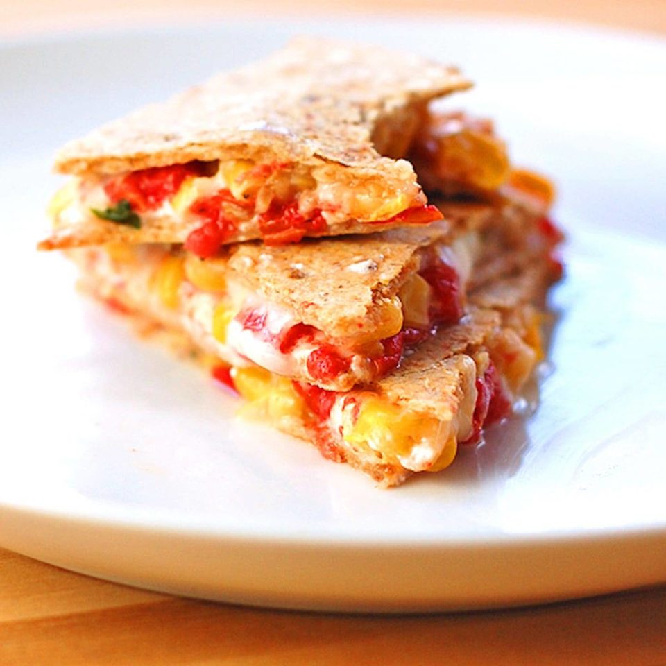 Mozzarella, Basil and Corn Quesadilla Recipe Pinch of Yum