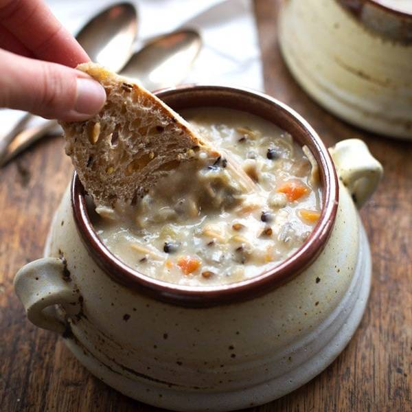 Crockpot Chicken Wild Rice Soup Recipe - Pinch of Yum