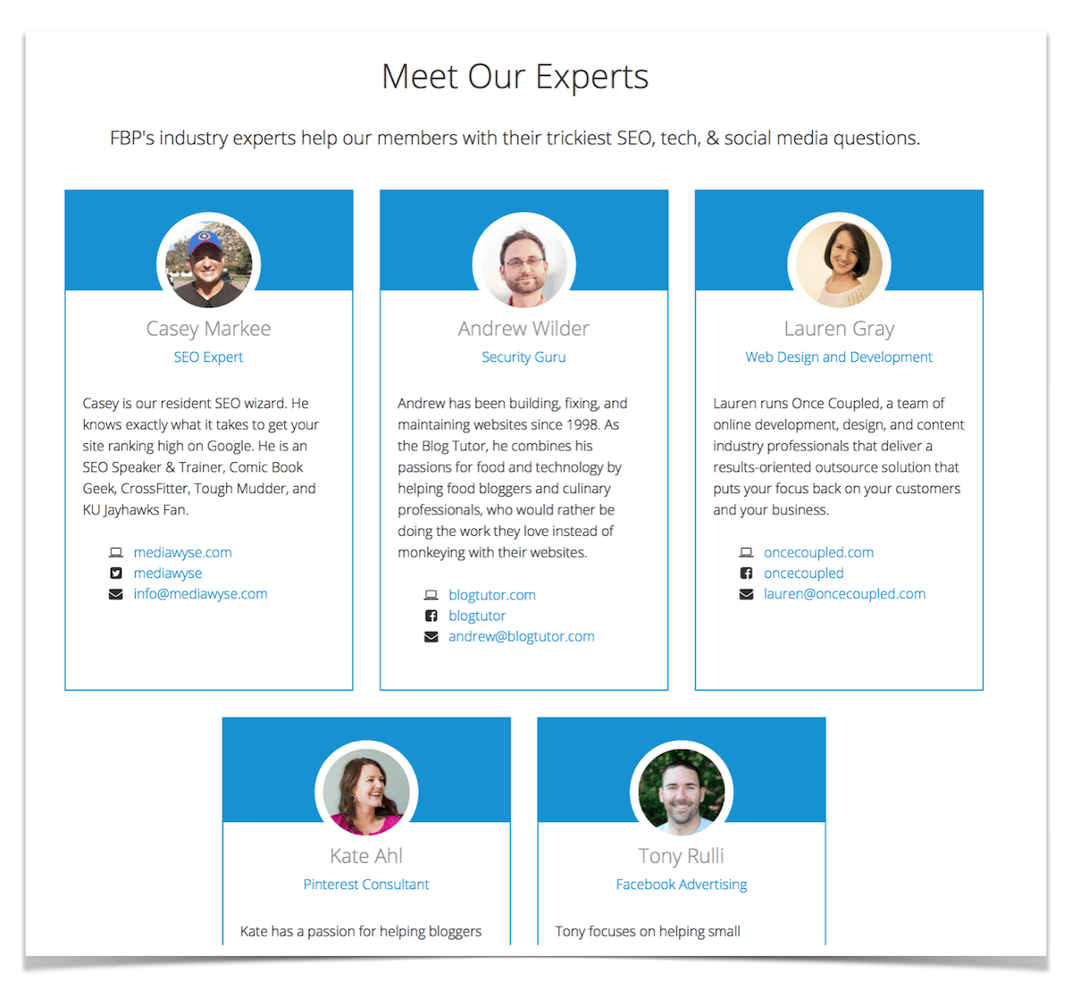 Experts page.