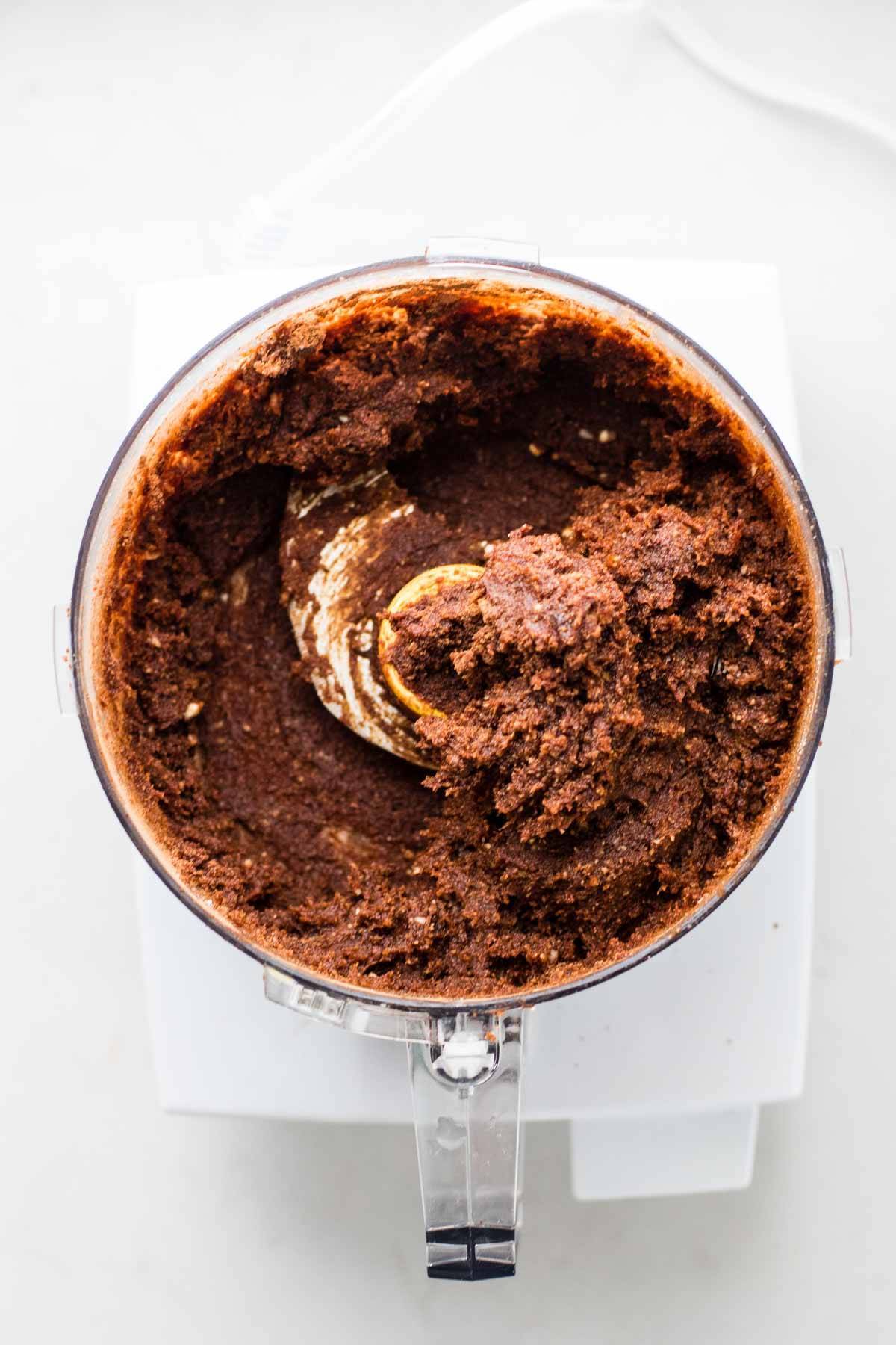 Chocolate in a food processor.