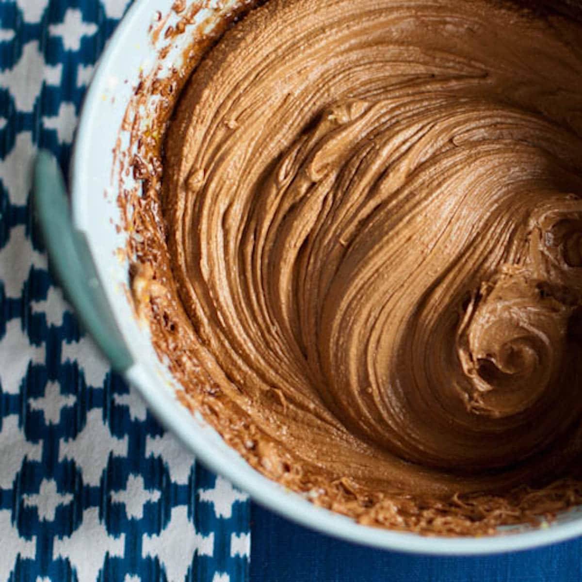 French silk brownie pie filling in a bowl.