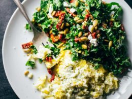 Cheesy Scrambled Eggs with Greens - A Beautiful Plate