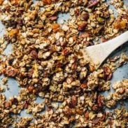 Coconut Oil Granola on a sheet pan.