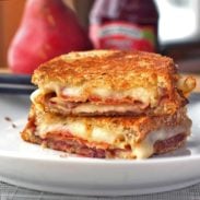 A picture of Bacon, Pear, and Raspberry Grilled Cheese