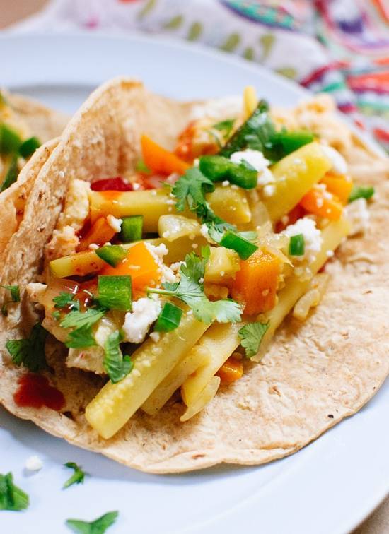 Healthy vegetarian breakfast tacos.