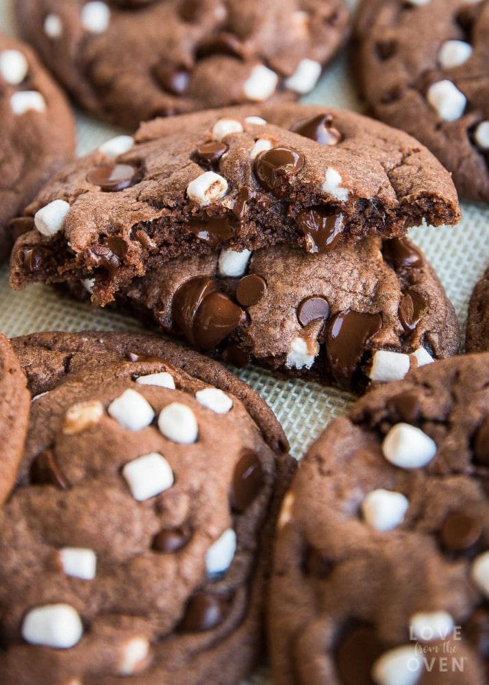 Hot chocolate cookies with chocolate chips.