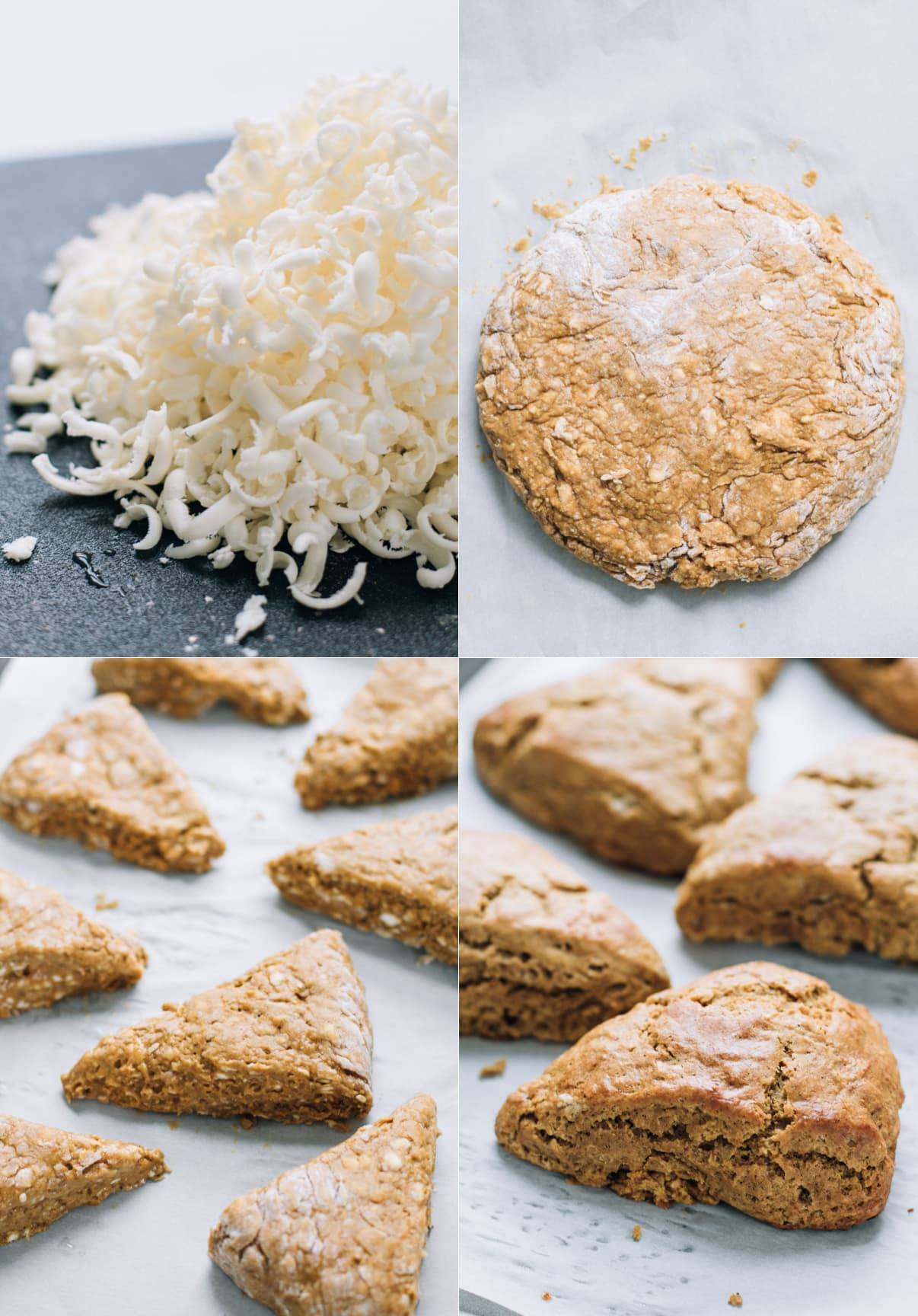 Steps to baking gingerbread scones.