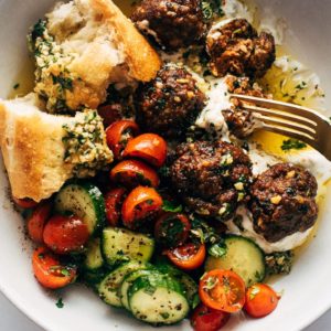 An Instagram image with caption: WOWZ these sheet pan meatballs are what I love to love …