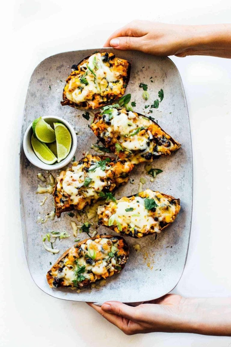 Mexican sweet potato skins on a plate.