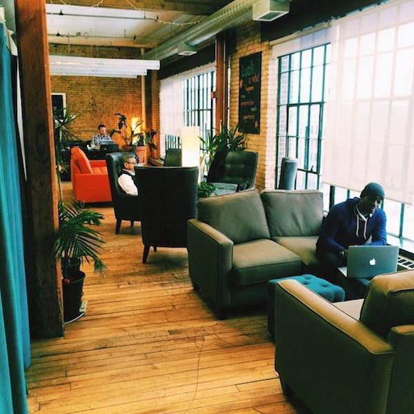 Couches and chairs in a cafe.