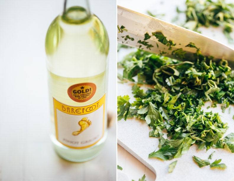 Barefoot wine and herbs.